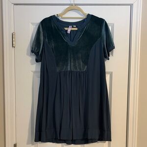 Alya Teal Dress with Velvet and Chiffon